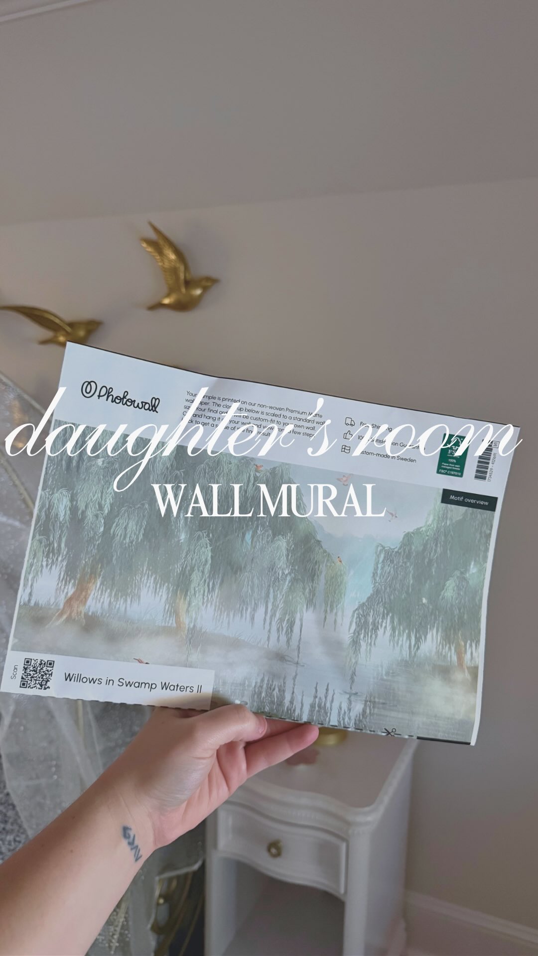 Instagram post by @mariannesoutherland for Photowall. Caption reads: ✨ A sneak peek of the wallpaper mural we’re....