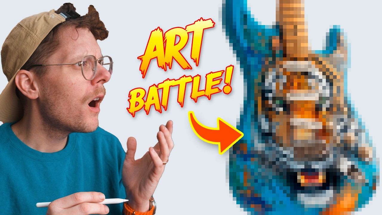 YouTube post by @TenHundred for Squarespace. Caption reads: I Challenge 4 Artists to a MUSIC INSTRUMENT Art....
