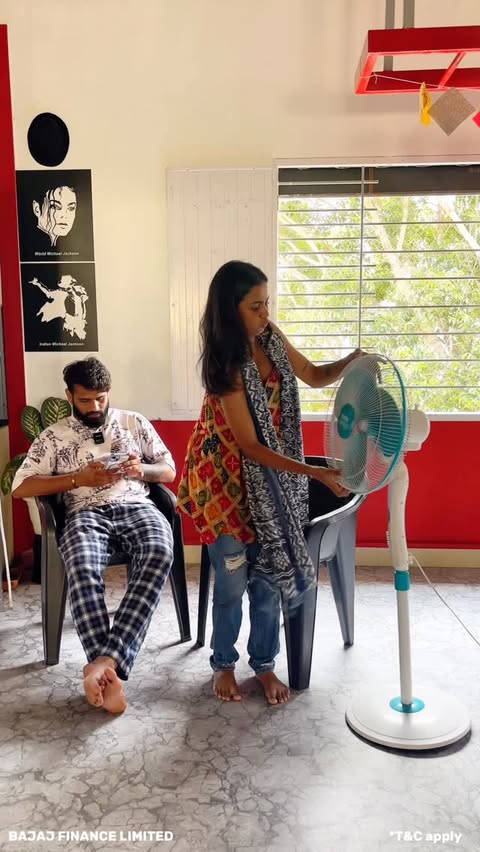 Instagram post by @chandana_olly for Bajaj Finserv. Caption reads: [...] #BlockbusterEMIDays #BBED2026 #BajajFinserv....