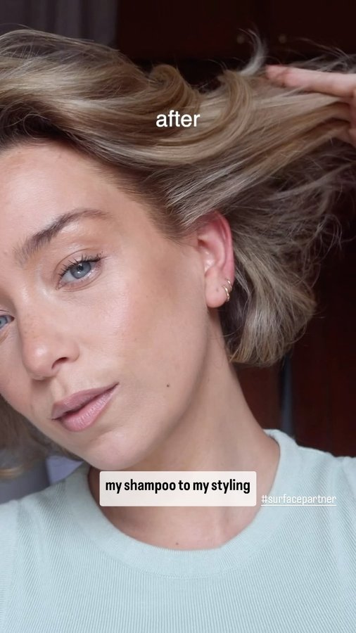 Instagram post by an influencer for Surface Hair. Caption reads: [...] fine or thinning hair from....