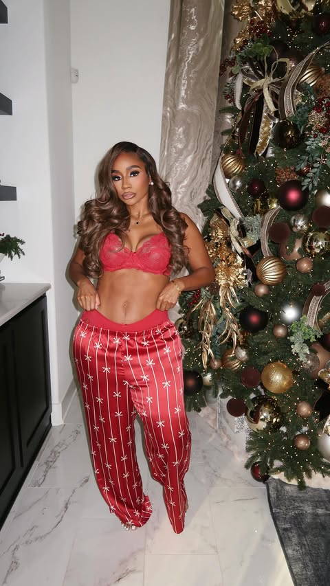 Instagram post by @jalisaevaughn for Adore Me. Caption reads: [...] as seen on @jalisaevaughn. 🎄 

#adoreme .