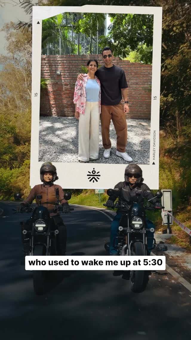 Instagram post by @shrutha_sm for Harley-Davidson. Caption reads: My mother, My hero ❤️
. 
Sometimes the most....