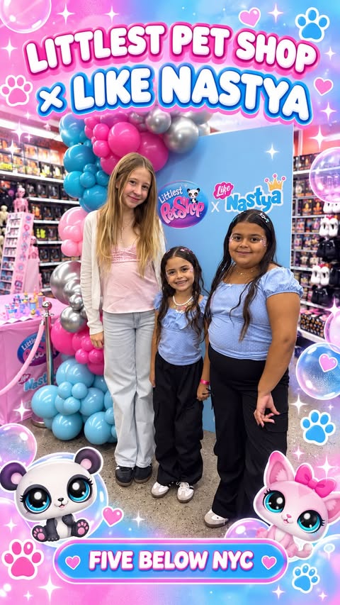 Instagram post by @haileyandbailey_ for Five Below. Caption reads: [...] Shop x Like Nastya collaboration at....