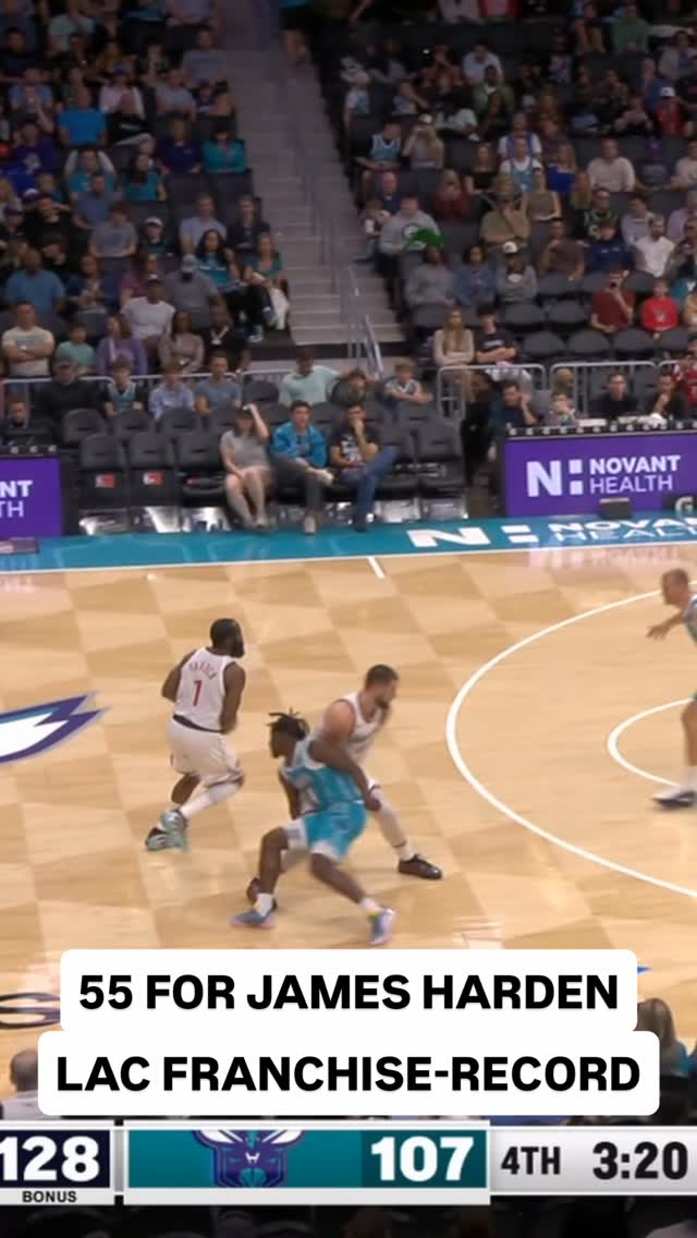 Instagram post by @laclippers for NBA. Caption reads: More history for @jharden13, a new @laclippers....