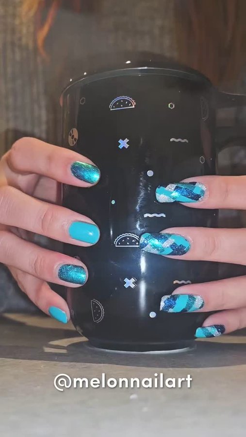 Instagram post by @melonnailart for Davidstea. Caption reads: *PR* Time to share my process behind my cozy woven....