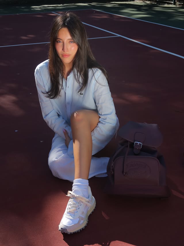 Instagram post by @yasemincem1 for Lacoste. Caption reads: class is in session @lacoste #reklam....