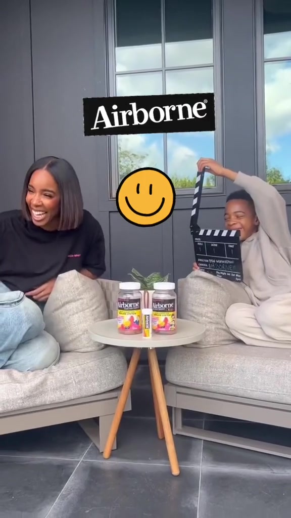 TikTok post by @kellyrowland for Airborne. Caption reads: I’m so excited to partner with @airborne_us to....