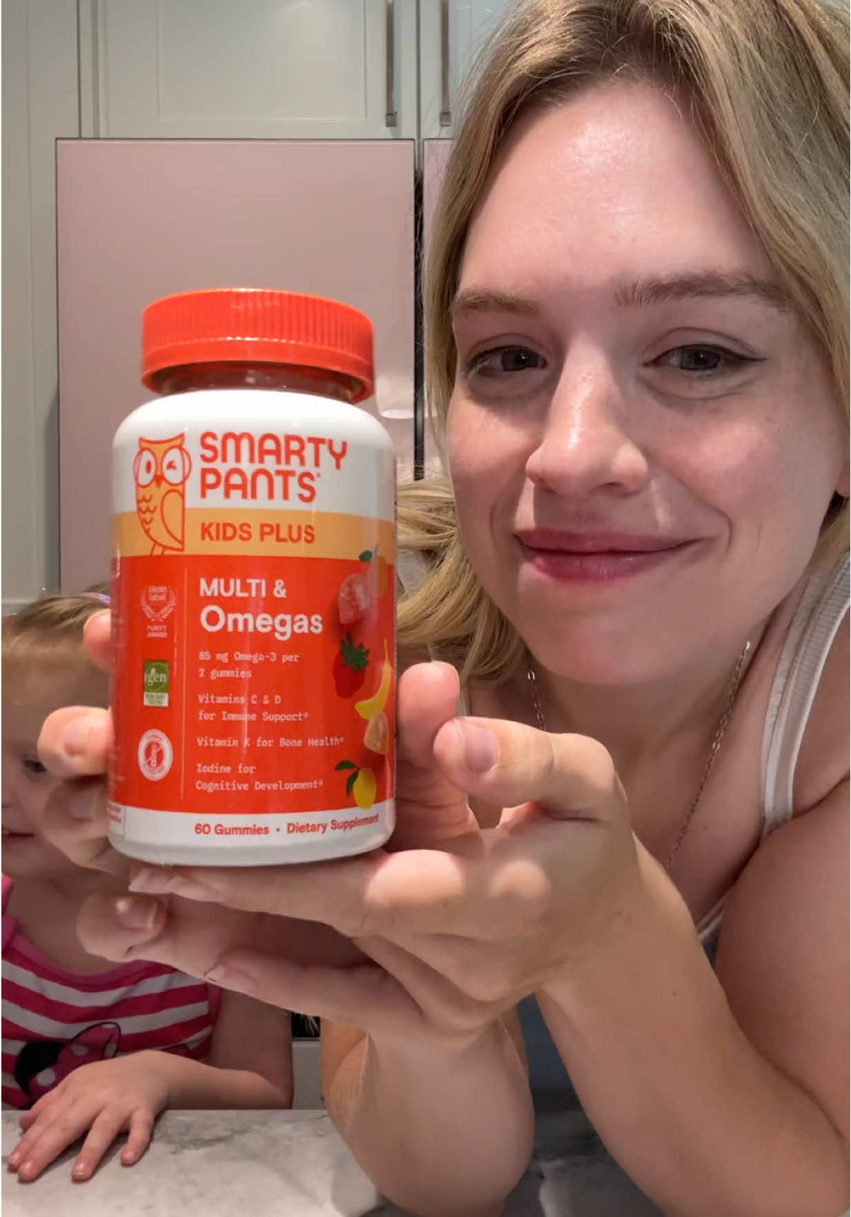 TikTok post by @saraplustwins for SmartyPants Vitamins. Caption reads: a change is coming to our morning routines!! Twin....