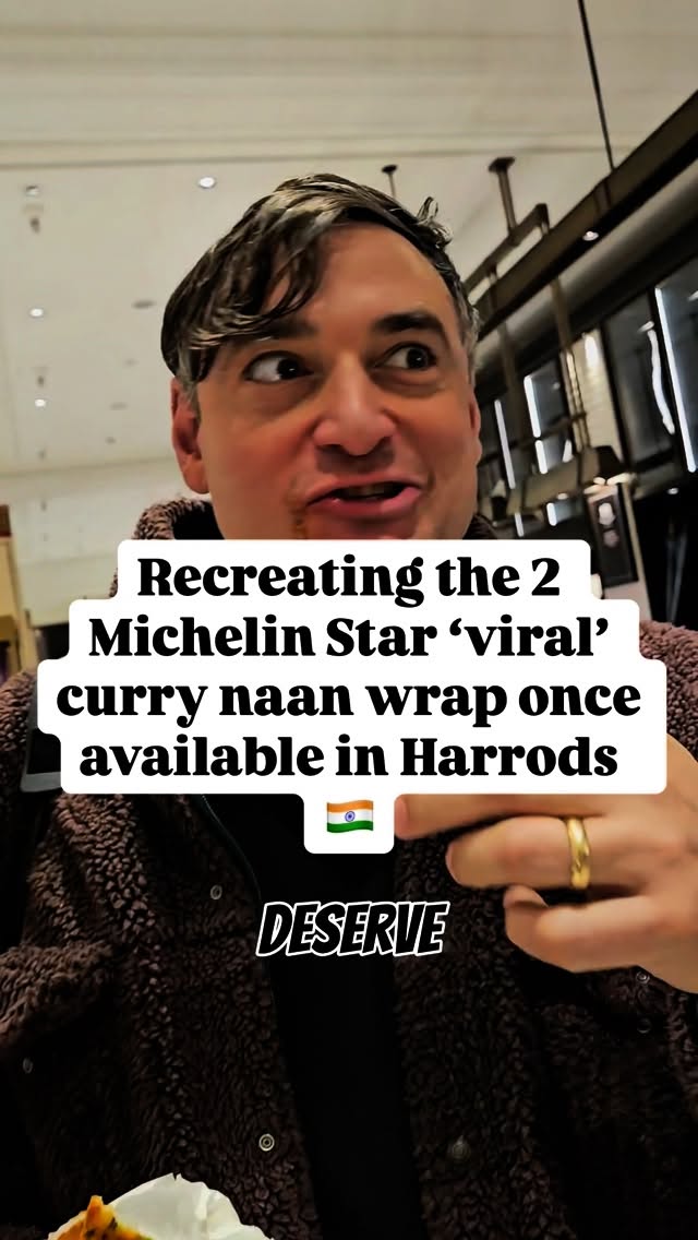Instagram post by @bitetwicefoodreviews for Gymkhana Fine Foods. Caption reads: 2 Michelin star curry naan wrap anyone?....