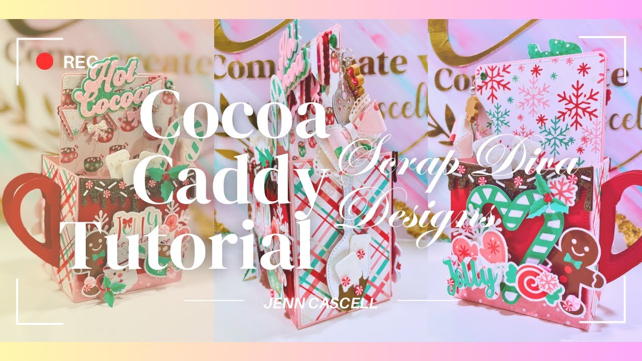 YouTube post by @jenncascell for Creative Fabrica. Caption reads: Cocoa Caddy Tutorial for Scrap Diva Designs .