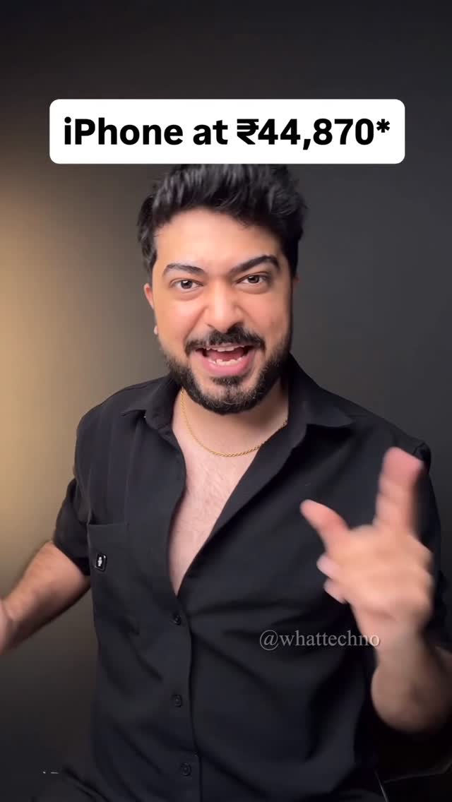 Instagram post by @whattechno for JioMart. Caption reads: iPhone at just ₹44,870* 🔥 on Jio Utsav Sale....