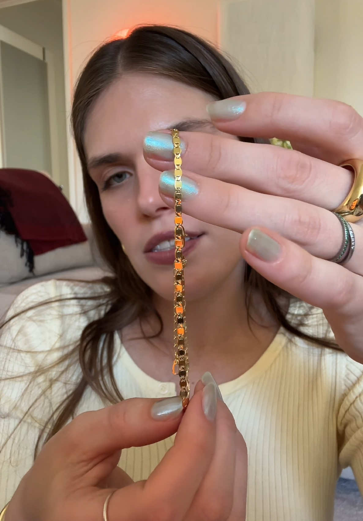 TikTok post by @xokatieasmr for ana luisa. Caption reads: Some of my new pieces from @Ana Luisa ✨🩷....