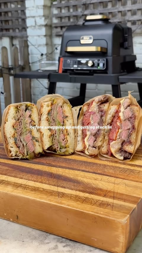 Instagram post by @_sensationalsandwiches for Ninja Kitchen. Caption reads: [...] vs Italian Steak sandwiches in the....