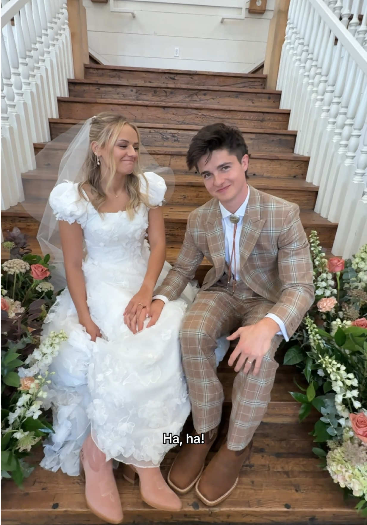 TikTok post by @brockandboston for Boot Barn. Caption reads: So wild introducing Brock and Kesley as Mr. and....