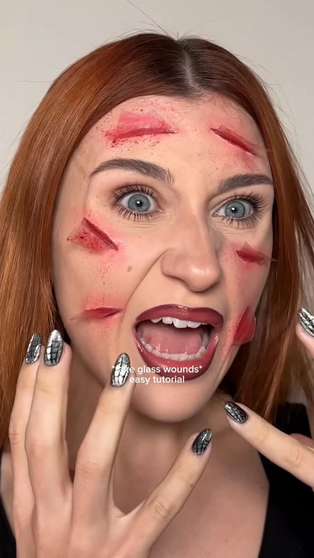 Instagram post by @chloeandcosmetics for Mehron Makeup. Caption reads: Fake glass**🤍🤍
How to easily create fake glass....