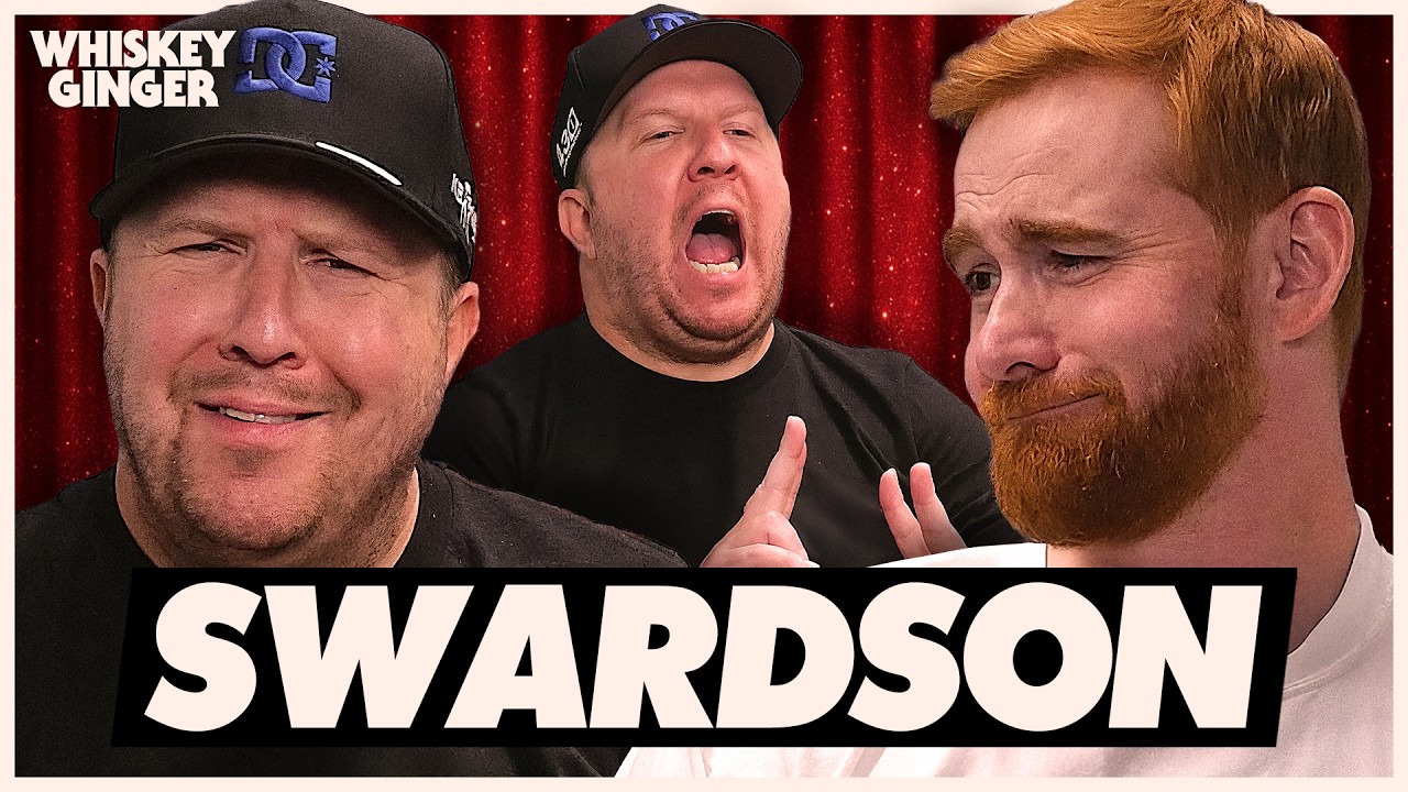 YouTube post by @AndrewSantinoWhiskeyGinger for hims. Caption reads: Nick Swardson Returns! | Whiskey Ginger.