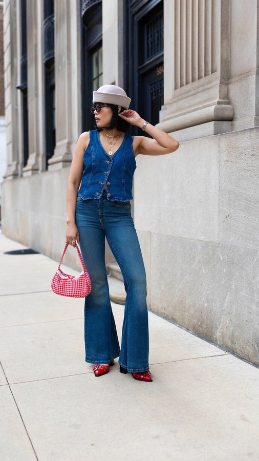 Instagram post by @nanphanitajacob for Lee Jeans. Caption reads: Spring calls for effortless denim outfits, and....