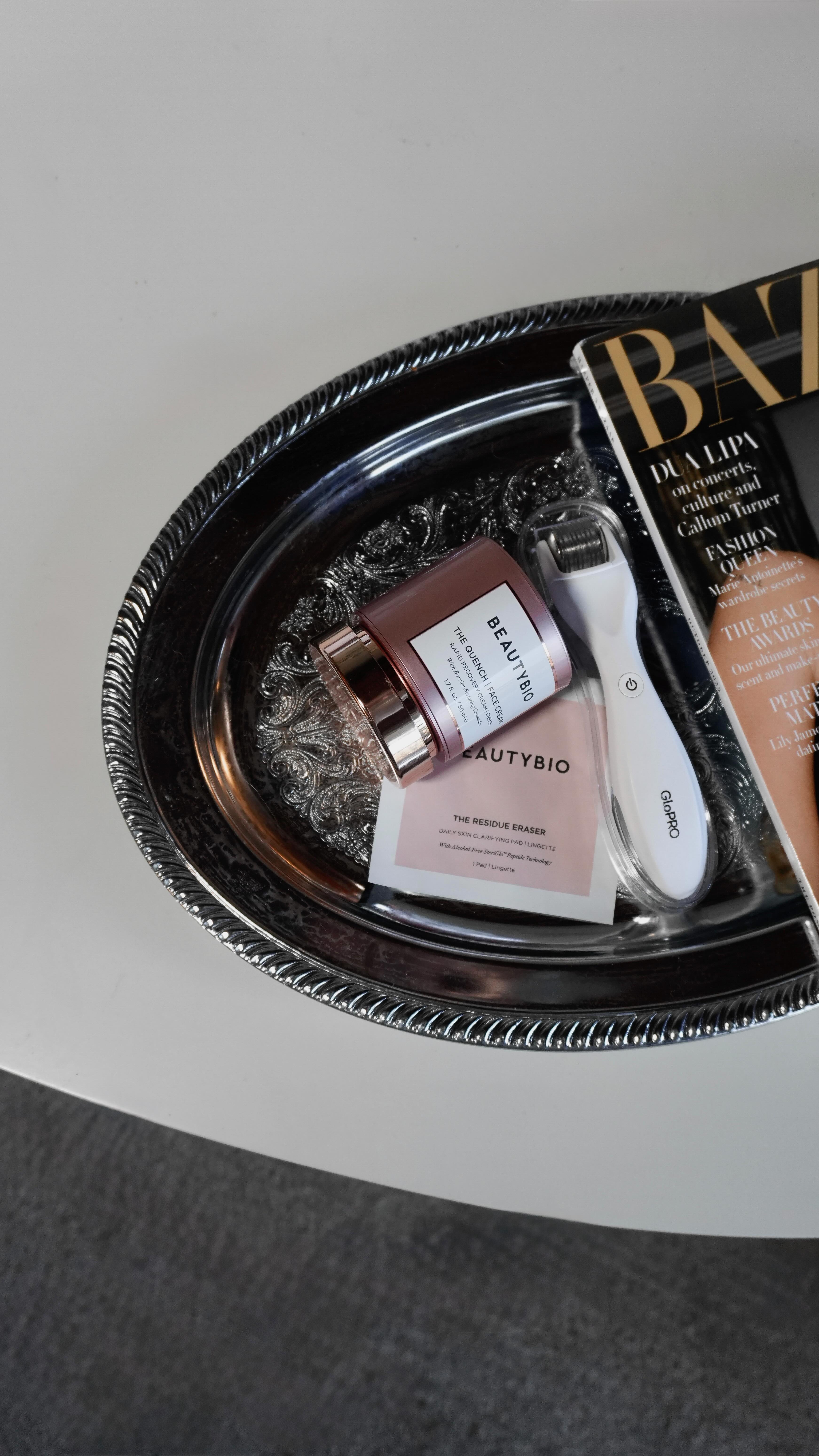 Instagram post by @paulashome29 for BeautyBio. Caption reads: [...] fun 🥰 Microneedling at home with @beautybio....