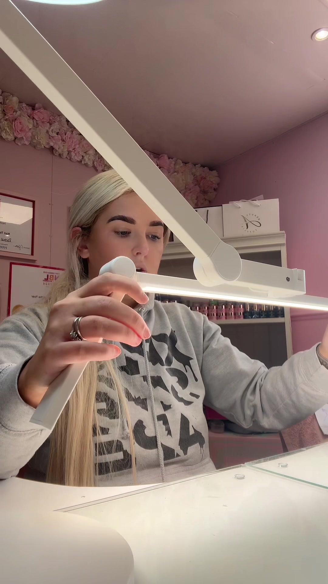 TikTok post by @prettylittlenailsrs for Katie Barnes Tool Range. Caption reads: New light upgrade 💡✨ OBSESSED @Katie Barnes Tool....