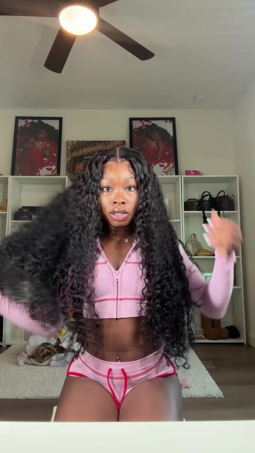 TikTok post by @thegirltut for Tahikie Hair Shop. Caption reads: @Tahikie 30in Burmese curly closure wig 💝 #fy....