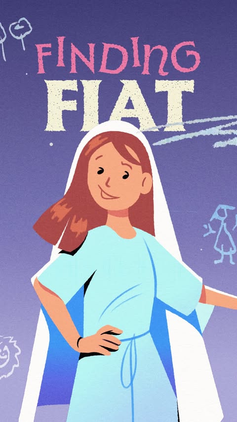 Instagram post by @saints.alive.pod for Hallow. Caption reads: This Advent, Finding Fiat is showing kids (and....