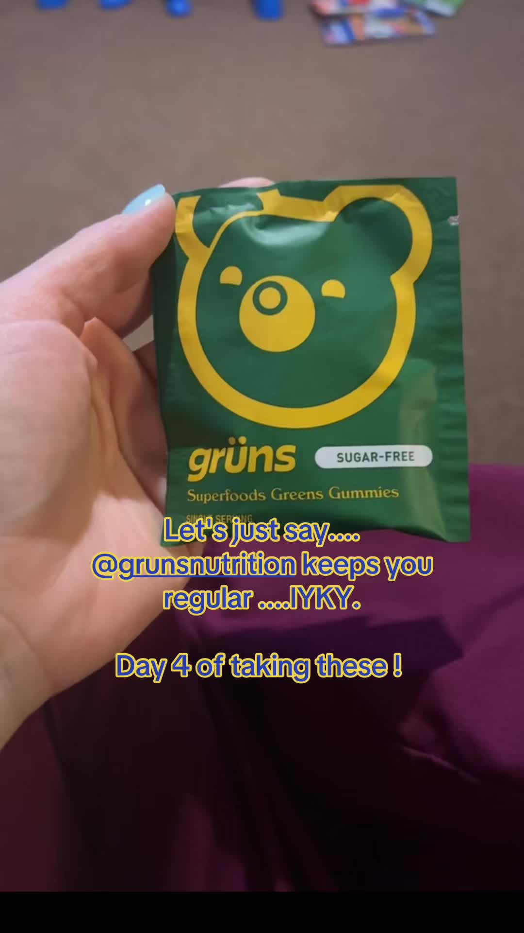 TikTok post by @christinaboymama25 for Grüns. Caption reads: Have you tried these yet ??? Let's just say these....