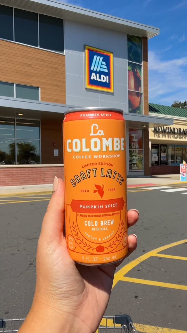 Instagram post by @aldiallthetime for La Colombe Coffee. Caption reads: I’m so excited that @lacolombecoffee Pumpkin Spice....
