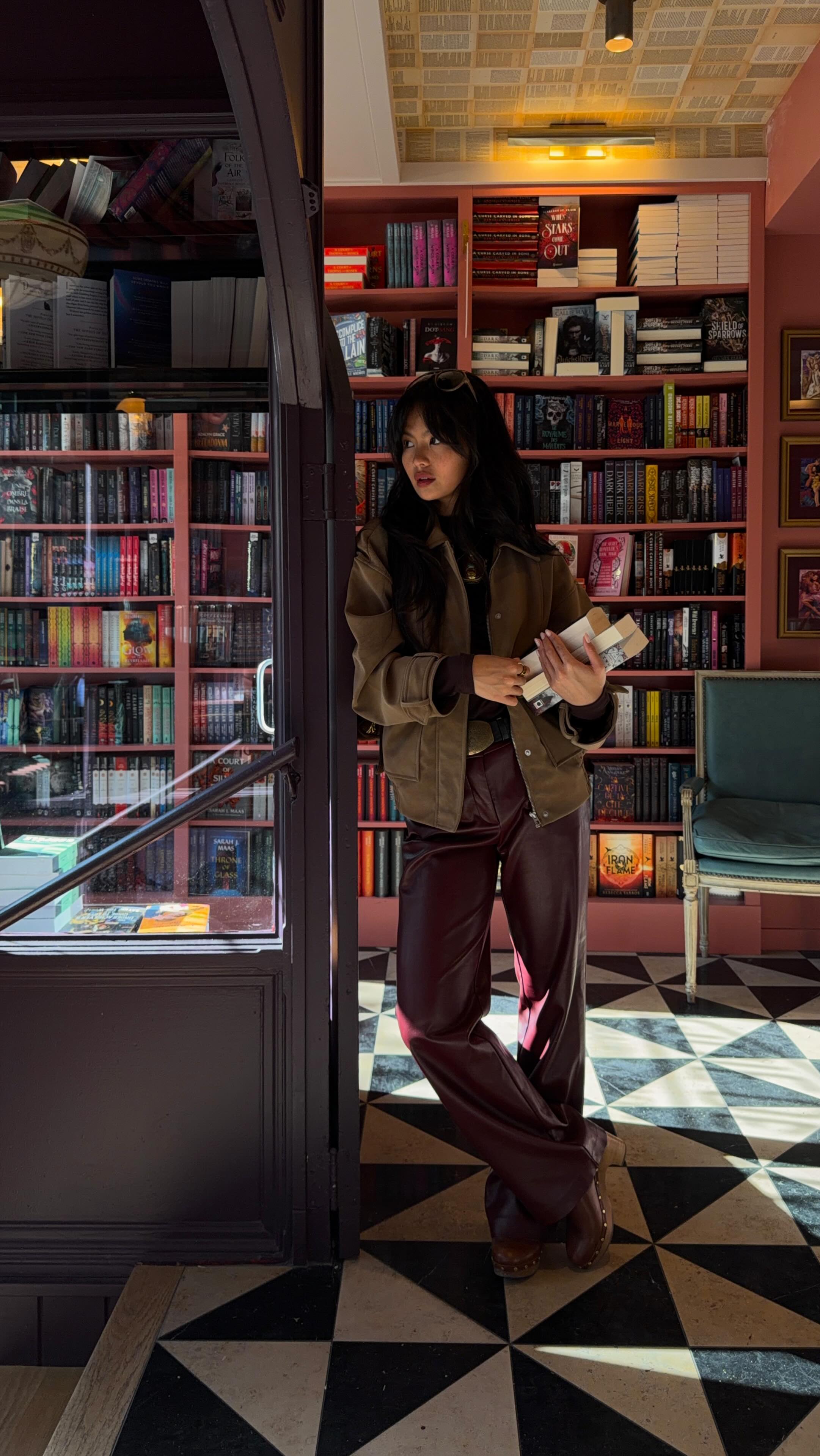 Instagram post by @lai_tiffany for Dynamite Clothing. Caption reads: AD | currently majoring in fall layers 📚🍂....