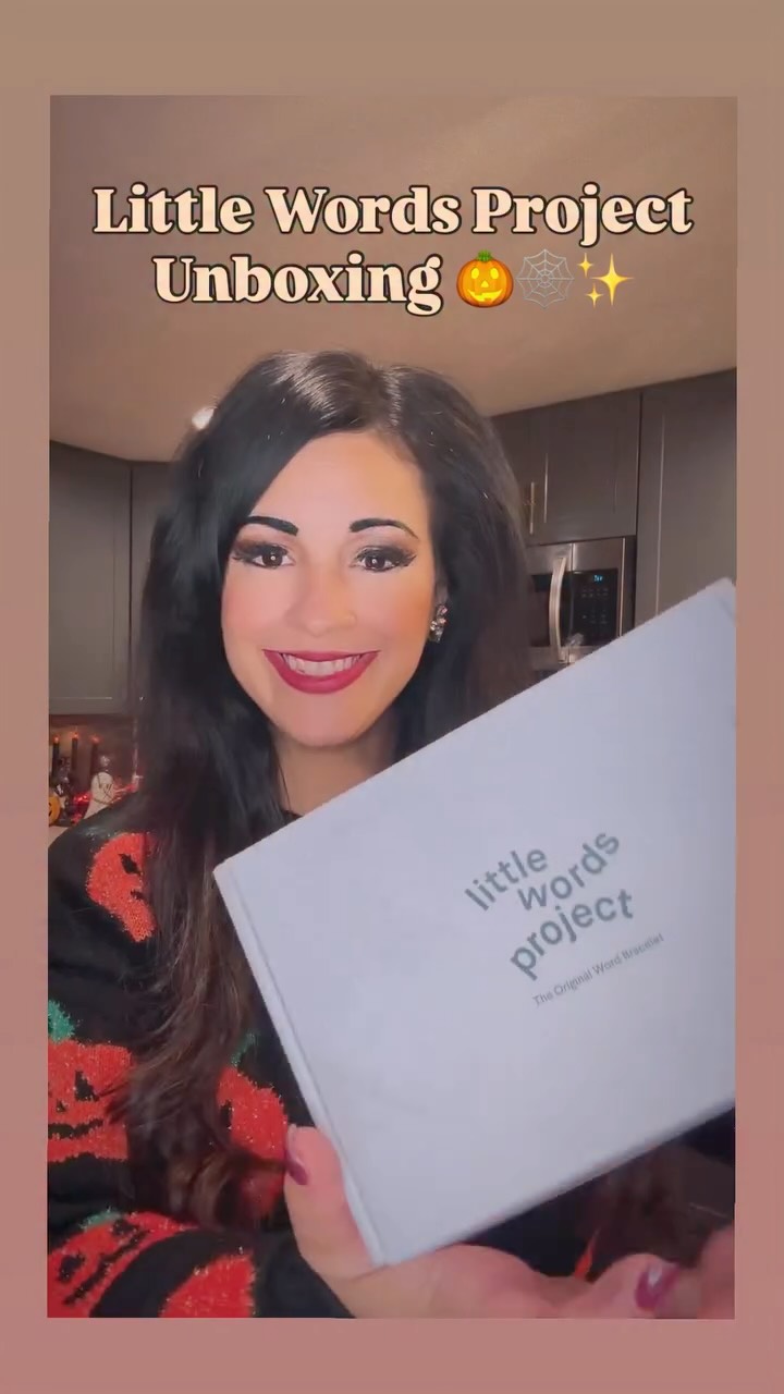 Instagram post by @thepumpkin_queen_ for Little Words Project. Caption reads: Unboxing a surprise from Little Words Project....