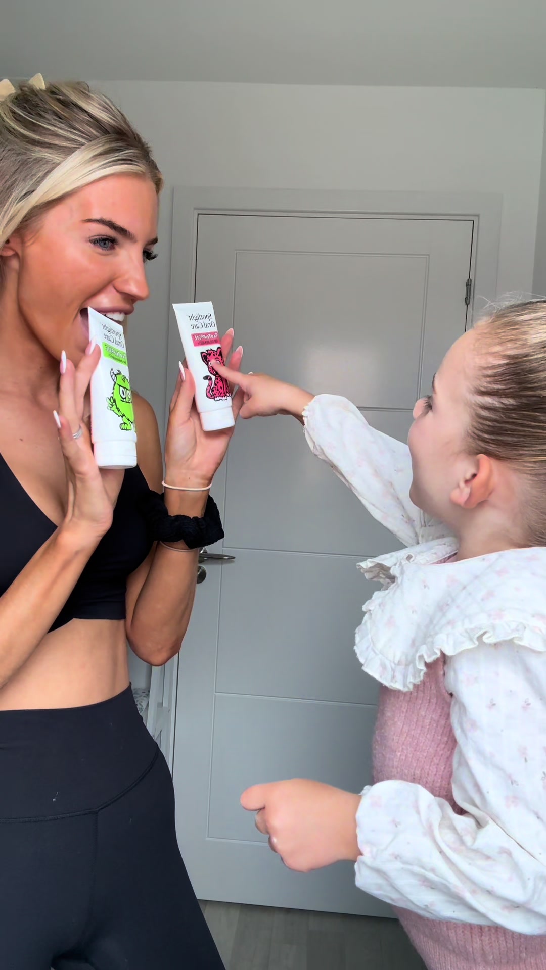 TikTok post by @teags86 for Spotlight Oral Care. Caption reads: AD Back to school teeth brushing with @Spotlight....
