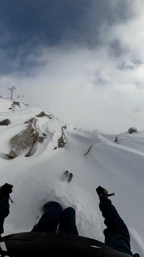 Instagram post by @txematrull for Helly Hansen. Caption reads: Starting with some powder mini golf couloirs.....