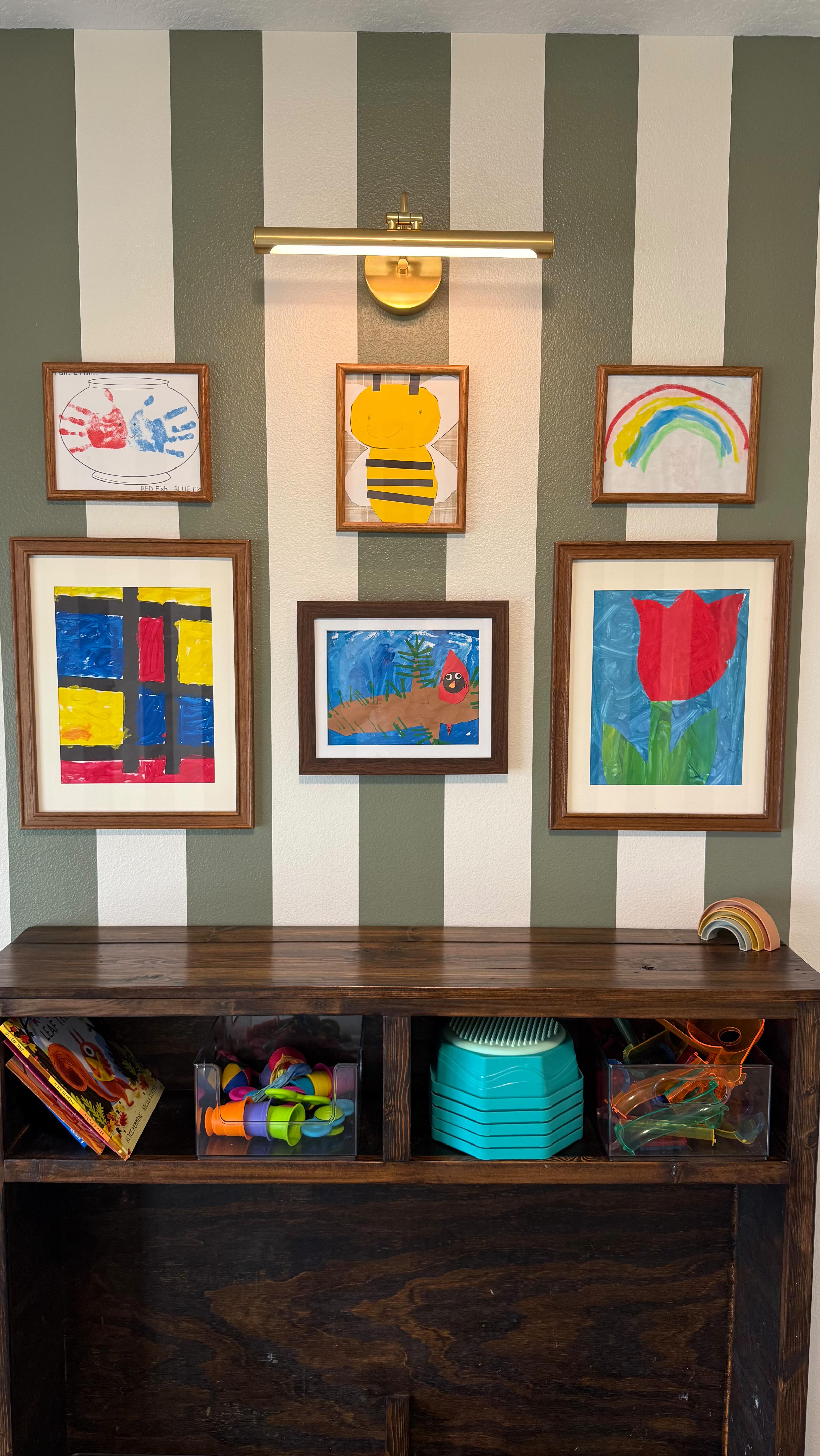 Instagram post by @house.of.foster for Americanflat. Caption reads: “I need artwork for our playroom. Any ideas?”....