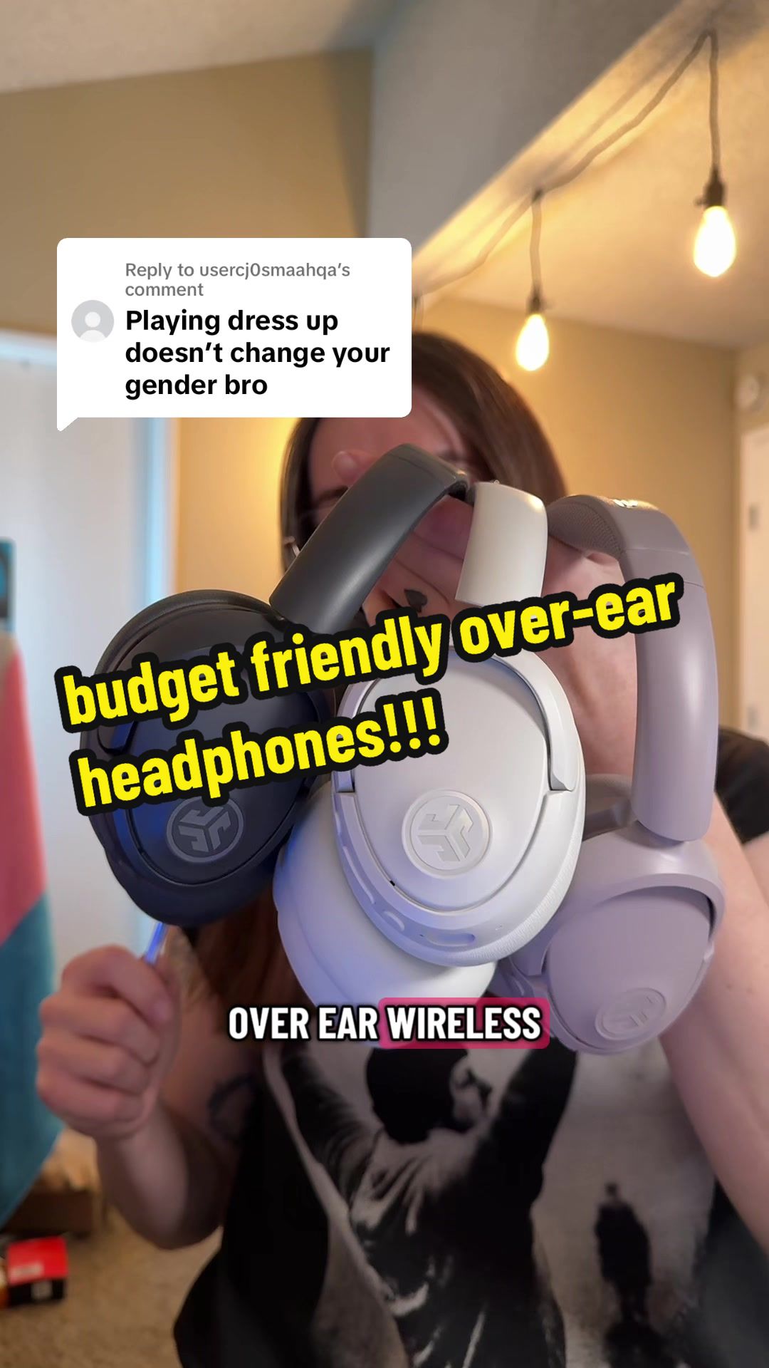 TikTok post by @beautyintheblasphemy for JLab. Caption reads: [...] over-ear headphones from @JLab #bfcm....