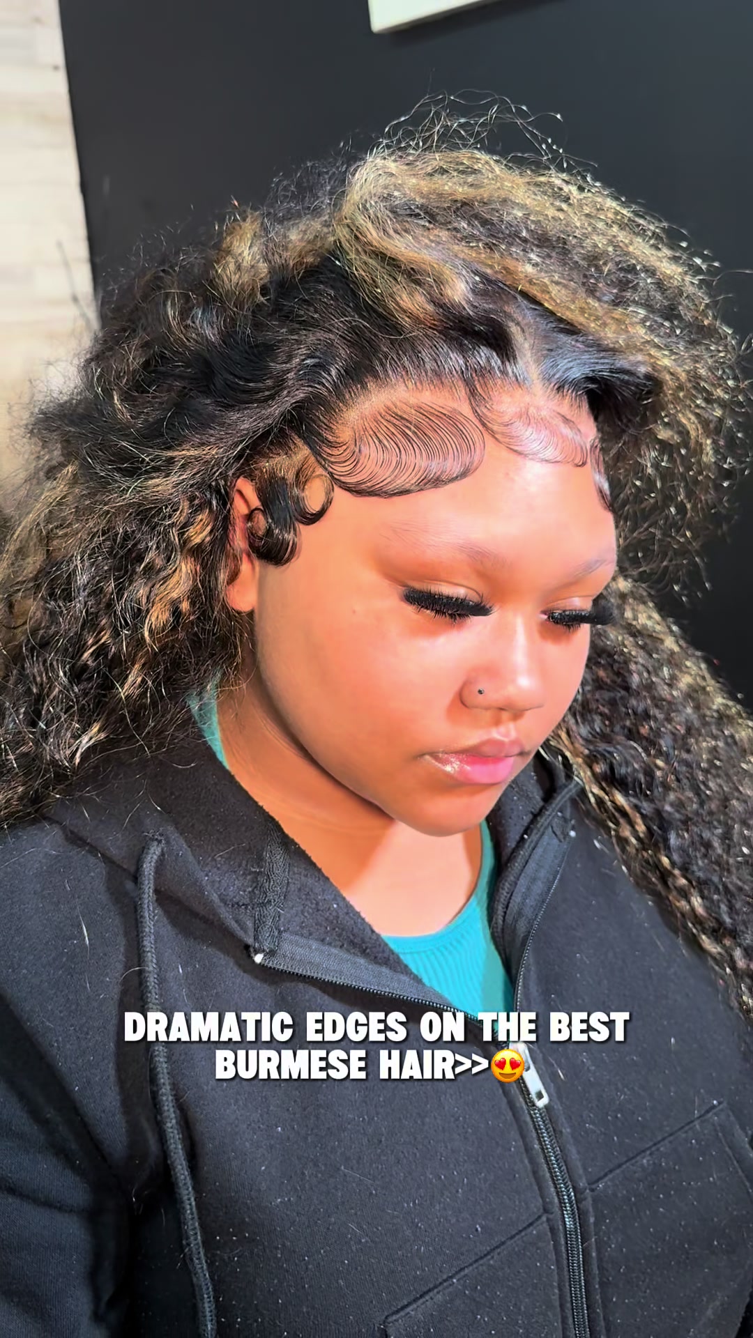TikTok post by @myhachanai for Bangjazzhair. Caption reads: [...] edges on big hair >> #myhachanai....