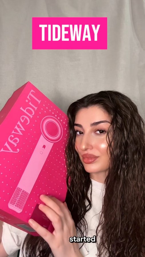 Instagram post by @aniichakhunashvili for Tideway. Caption reads: Say goodbye to frizz and hello to sleek hair in....