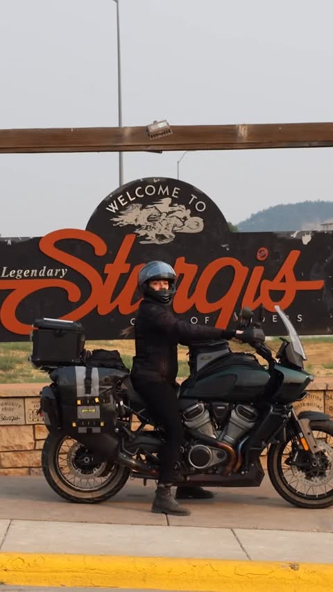 Instagram post by @her.two.wheels for GEICO. Caption reads: [...] their own way of getting to Sturgis, and....