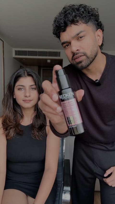 Instagram post by @alistan_fernandes for Redken. Caption reads: #Collaboration | @redken ’s new Acidic Color Gloss....