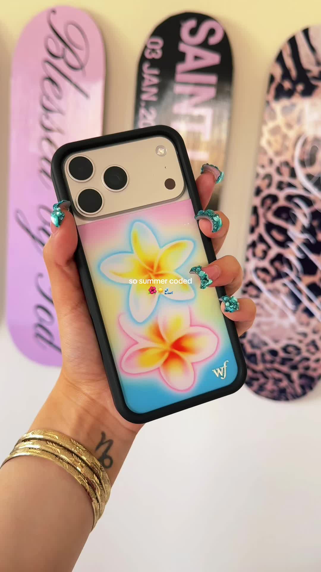 TikTok post by @rashellthadoll for Wildflower Cases. Caption reads: [...] cutest case ever 😍🌺🌊 @Wildflower Cases....