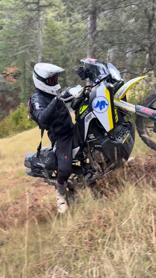 Instagram post by @twintravel.adv for Mosko Moto. Caption reads: Hill-climb attempt🤠 the camera doesn’t show it,....