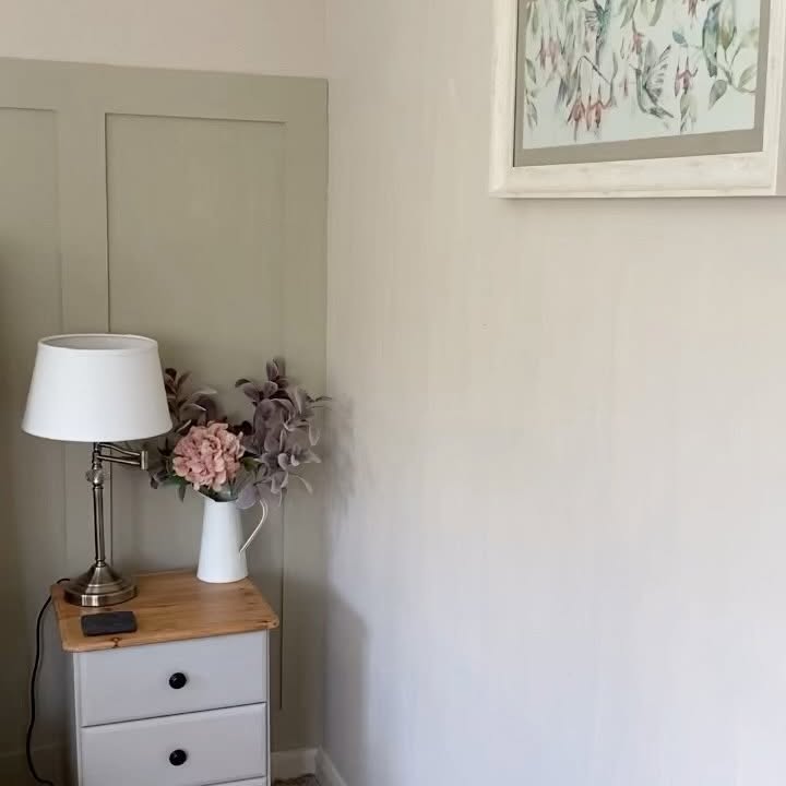 Instagram post by @willowdalecottage for Arista Living. Caption reads: We simply love the large feature headboard on this....