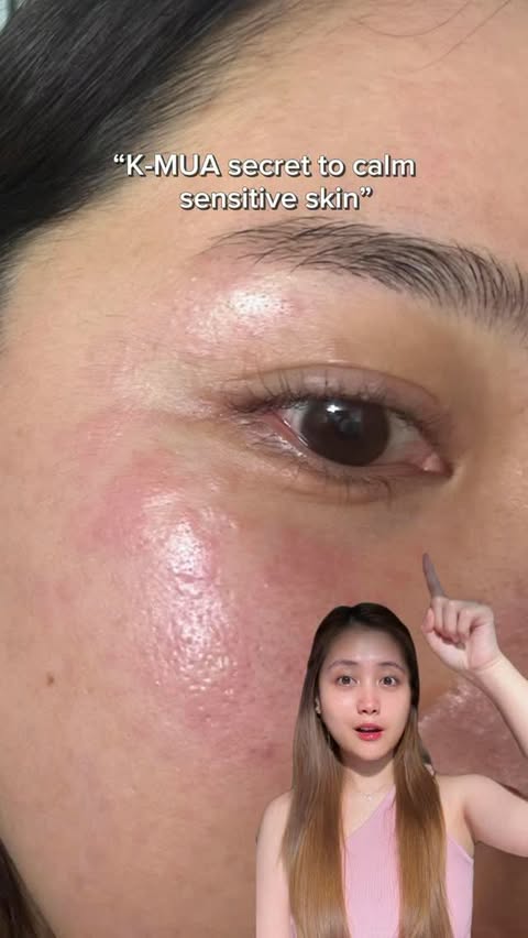 Instagram post by @trixjoyalcanar for HEVEBLUE. Caption reads: [...] Go-To for Sensitive Skin ✨ Product:....