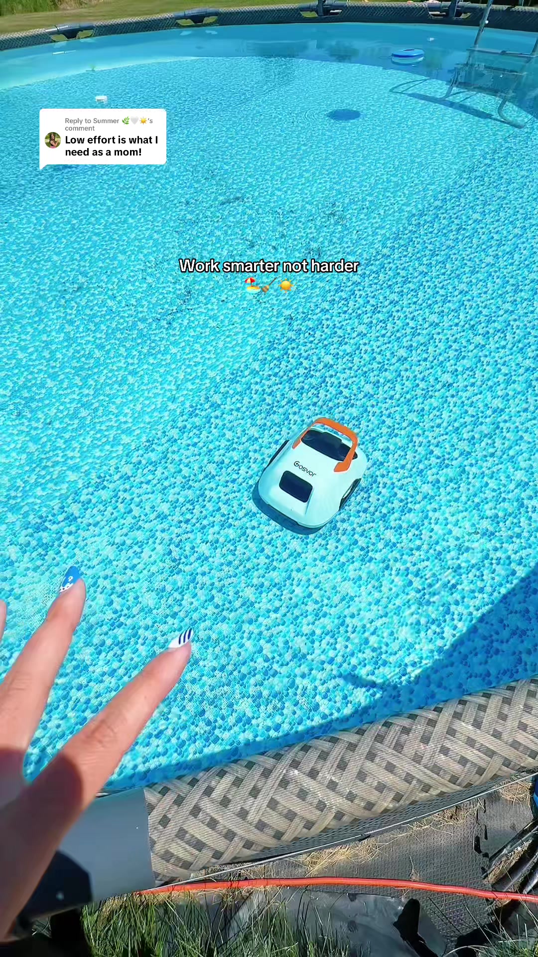 TikTok post by @jessmartinson for Refined Living. Caption reads: [...] cleaning the pool is finally easy....