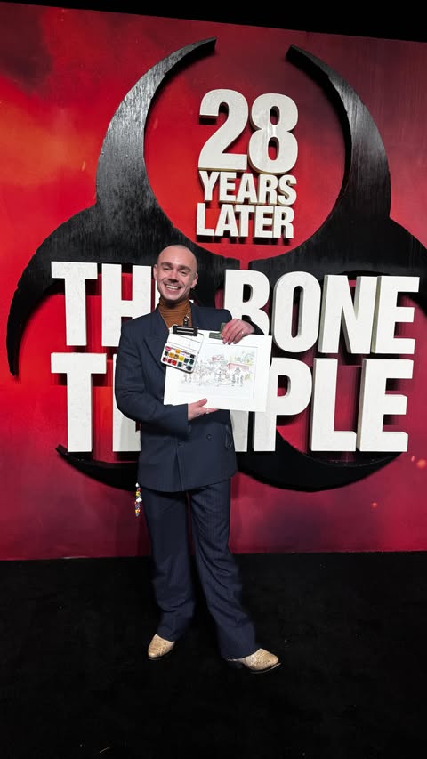 Instagram post by @chrislloydart for Sony Pictures. Caption reads: [...] see it only in cinemas now 🍿 #ad....