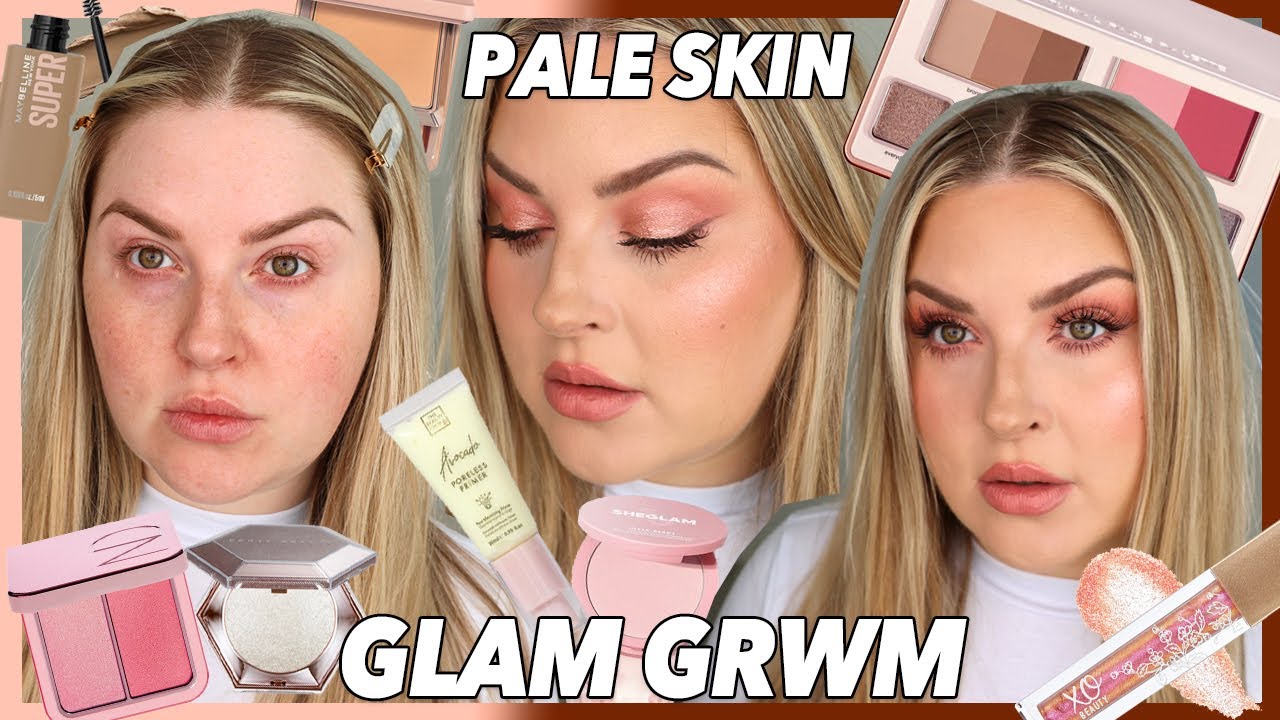 YouTube post by @shaaanxo for OFRA Cosmetics. Caption reads: GRWM full coverage glam 💋✨ *PALE SKIN EDITION*.