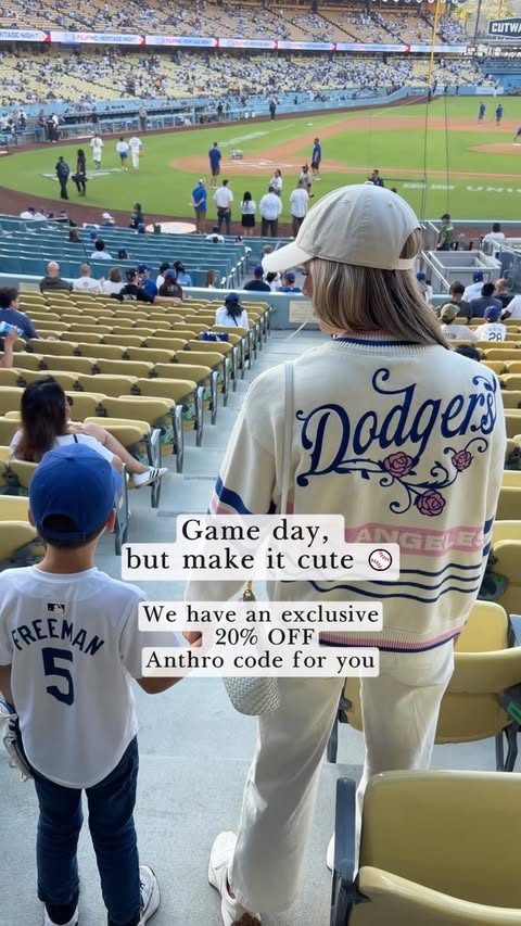 Instagram post by @corrinestokoe for Anthropologie. Caption reads: [...] and I got us a deal. ⚾️ This whole....