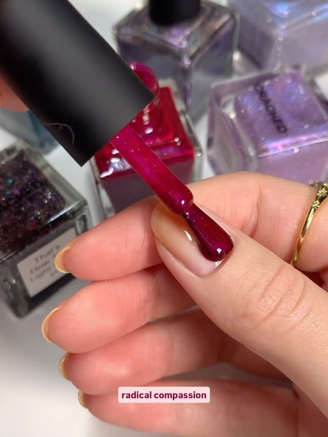 Instagram post by @audrey_swatches for Cracked Polish. Caption reads: @caitlinswatches X @crackedpolish 💖 (PR)

I’m so....