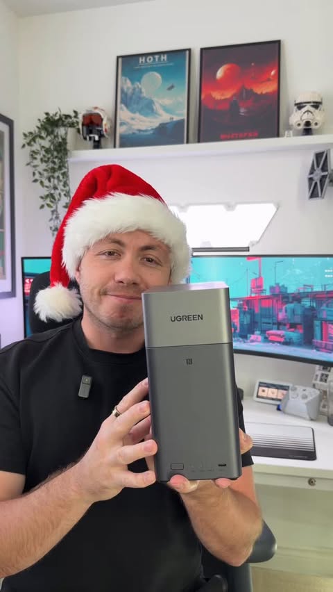 Instagram post by @developeradam for Ugreen. Caption reads: Fancy winning this NASync DH2300 from UGREEN?!....