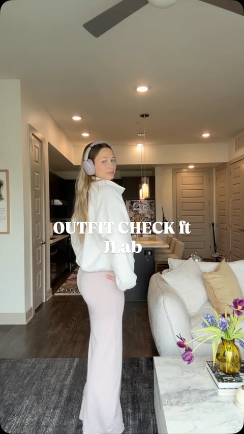 Instagram post by @maddiescherr for JLab. Caption reads: Outfit check with JLab! Which one do yall like....