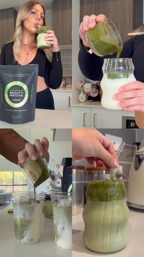 Instagram post by @_veeeee____ for Tropeaka. Caption reads: Therapy 💆🏼‍♀️🍵 … @tropeaka VEE10 🫶🏼 #matcha....
