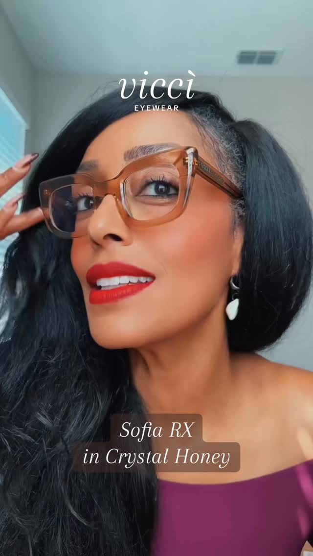 Instagram post by @niccimorris for Vicci Eyewear. Caption reads: [...] Sofia RX progressive readers from....